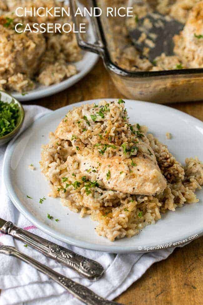 Chicken & Rice Casserole on a plate