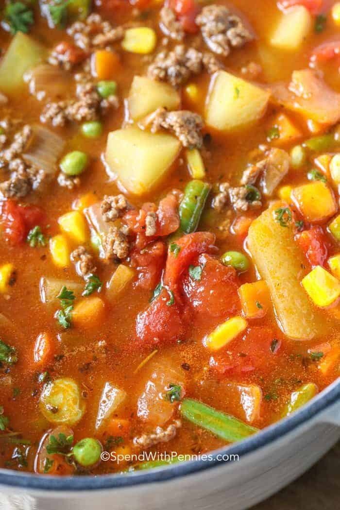 Hamburger Soup in a pot