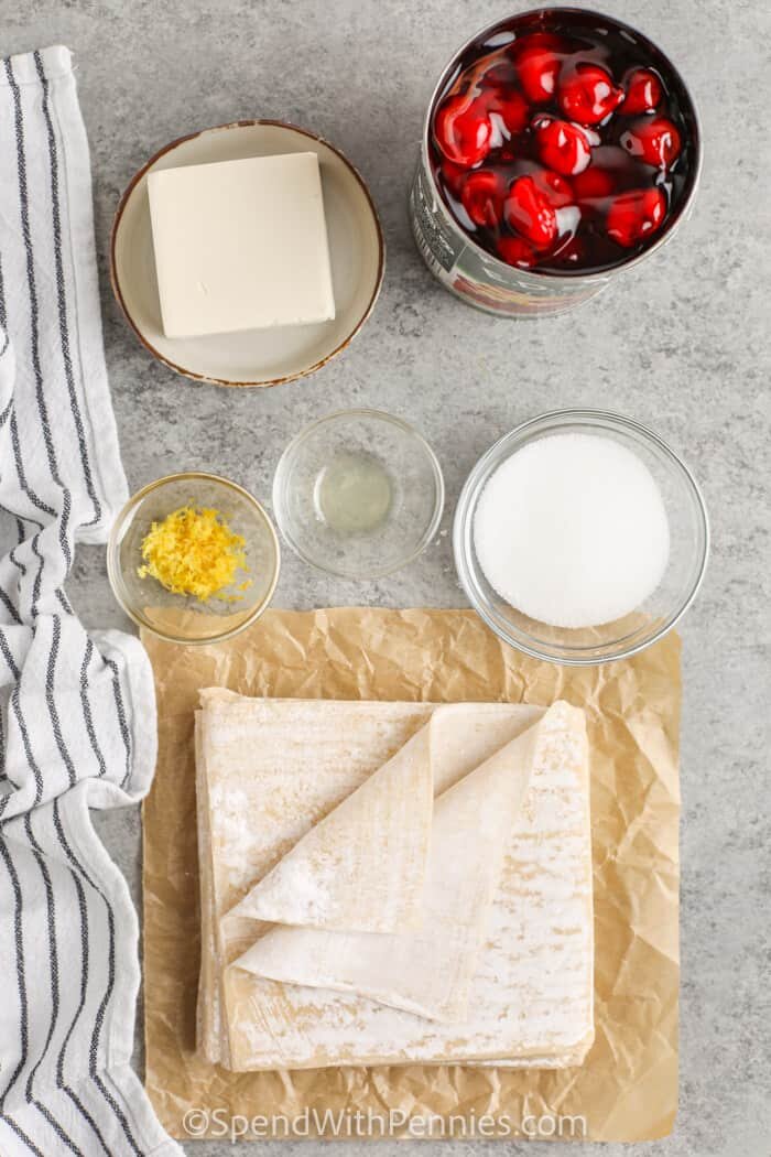 ingredients to make Cherry Cheesecake Egg Rolls