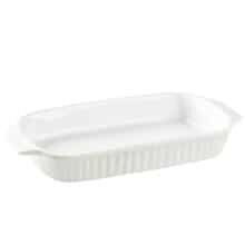 an empty white 9x13 inch baking dish