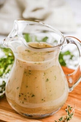 clear gravy boat with gravy in it for How to Make Gravy