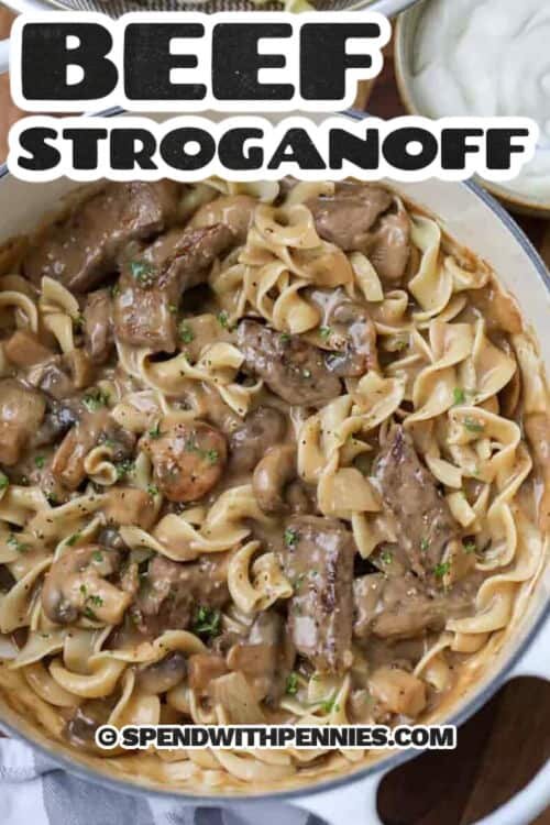 easy Beef Stroganoff with a title