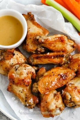 Salt and Vinegar Wings with celery and carrots