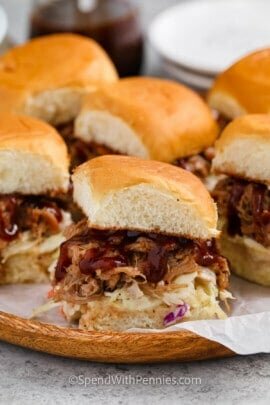 easy Pulled Pork Sliders on a platter