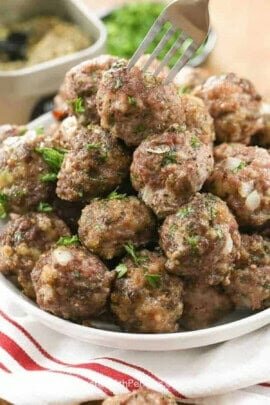 close up of Easy Meatball Recipe on a plate