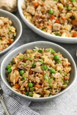 Easy Fried Rice in a dish and plated